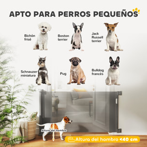 Barrera de Seguridad para Perros Retráctil 0-136 cm Puerta para Perros Pequeños Extensible con Interruptor de Cierre Red de Seguridad para Pasillos Escaleras Interiores y Exteriores