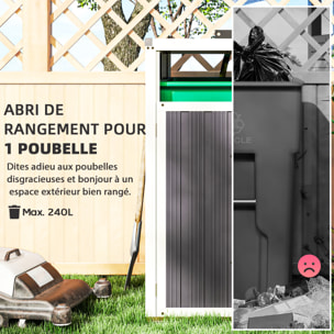 Abri poubelle - cache poubelle - 240L - porte, couvercle - tôle acier ondulé blanc gris