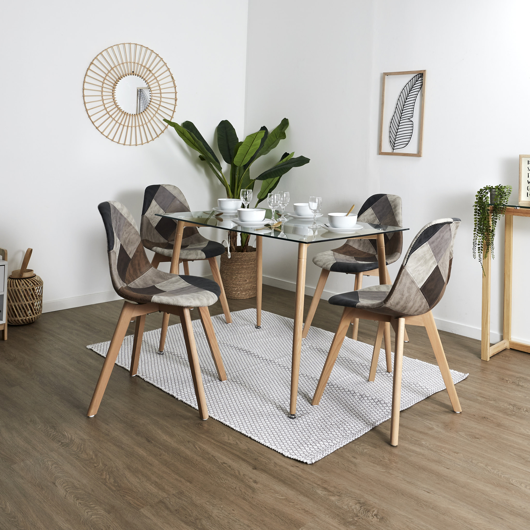 Chaise Patchwork Pu - Lot De 4