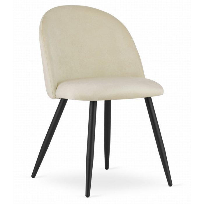 Set di 2 sedie Bello in velluto beige con gambe nere