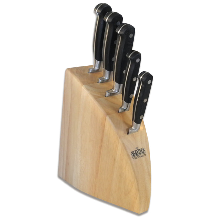 V Sabatier Rock - Blocco da 5 pezzi con affilatore