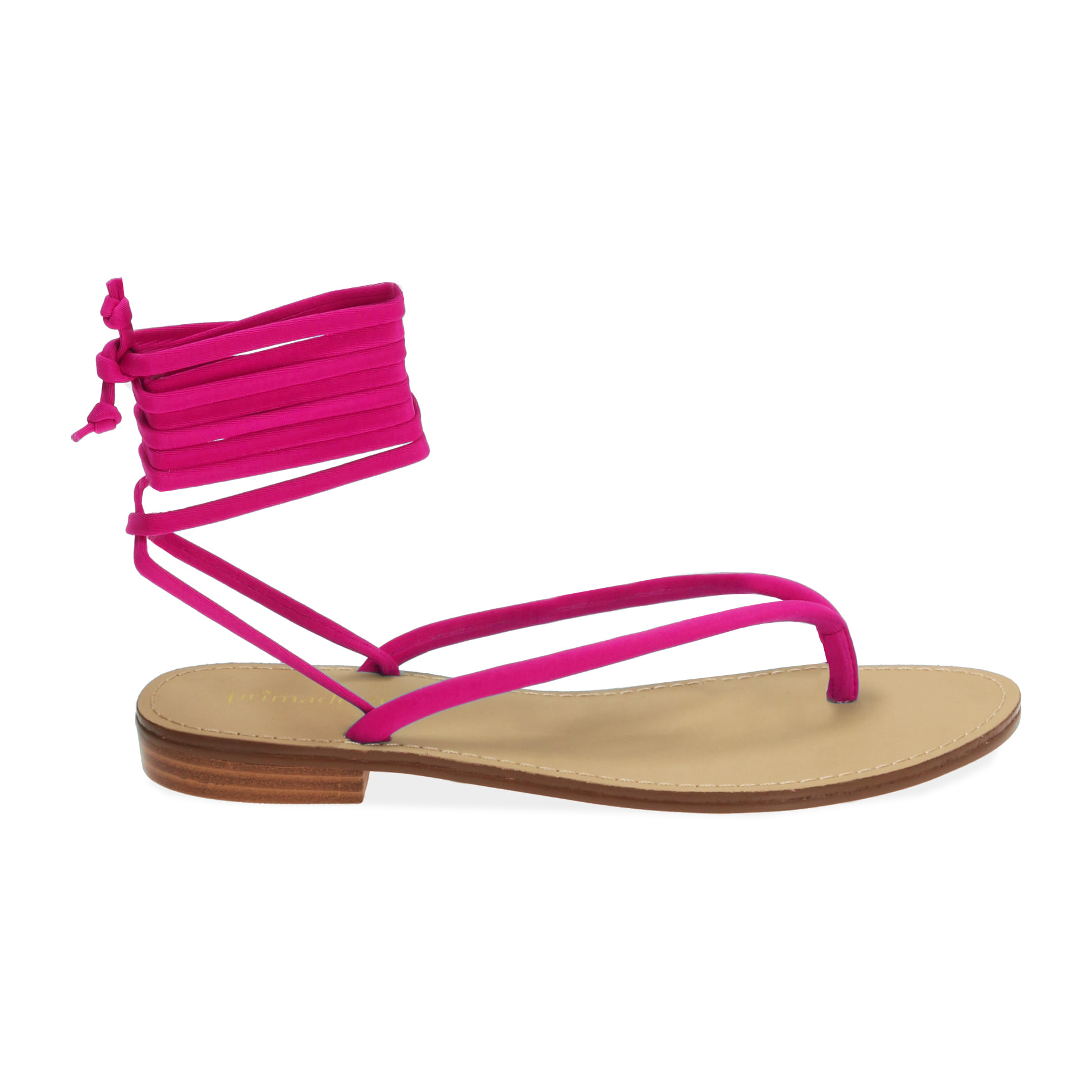 Sandalias fucsia con cordones en lycra