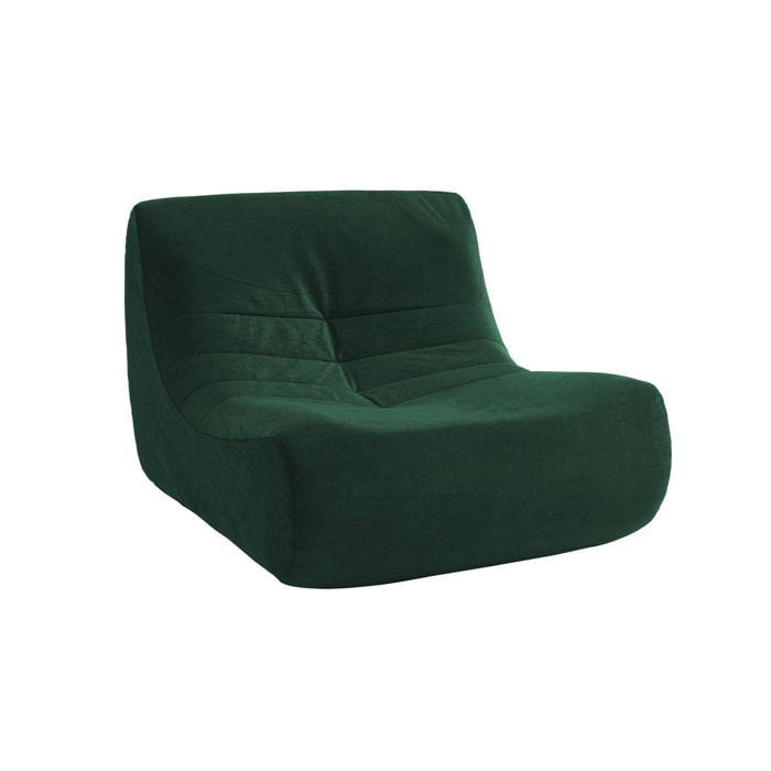 Fauteuil chauffeuse en velours style contemporain 1 place vert