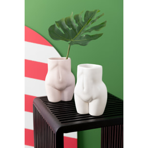 J-Line vase Corps Dolomie - poterie - blanc - 2 pcs - 16.5 cm de hauteur