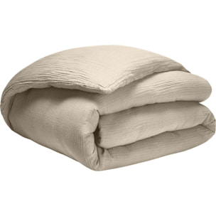 Housse de couette gaze de coton ecru naturel