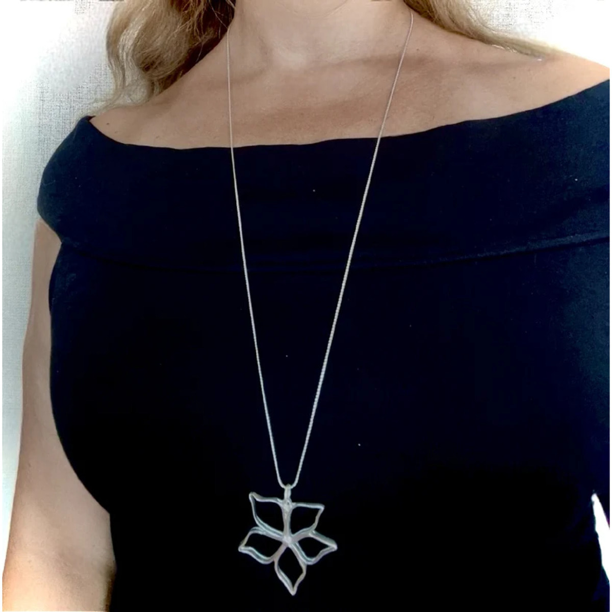 Collar largo latón 80cm Irregular Blom plata 10µ