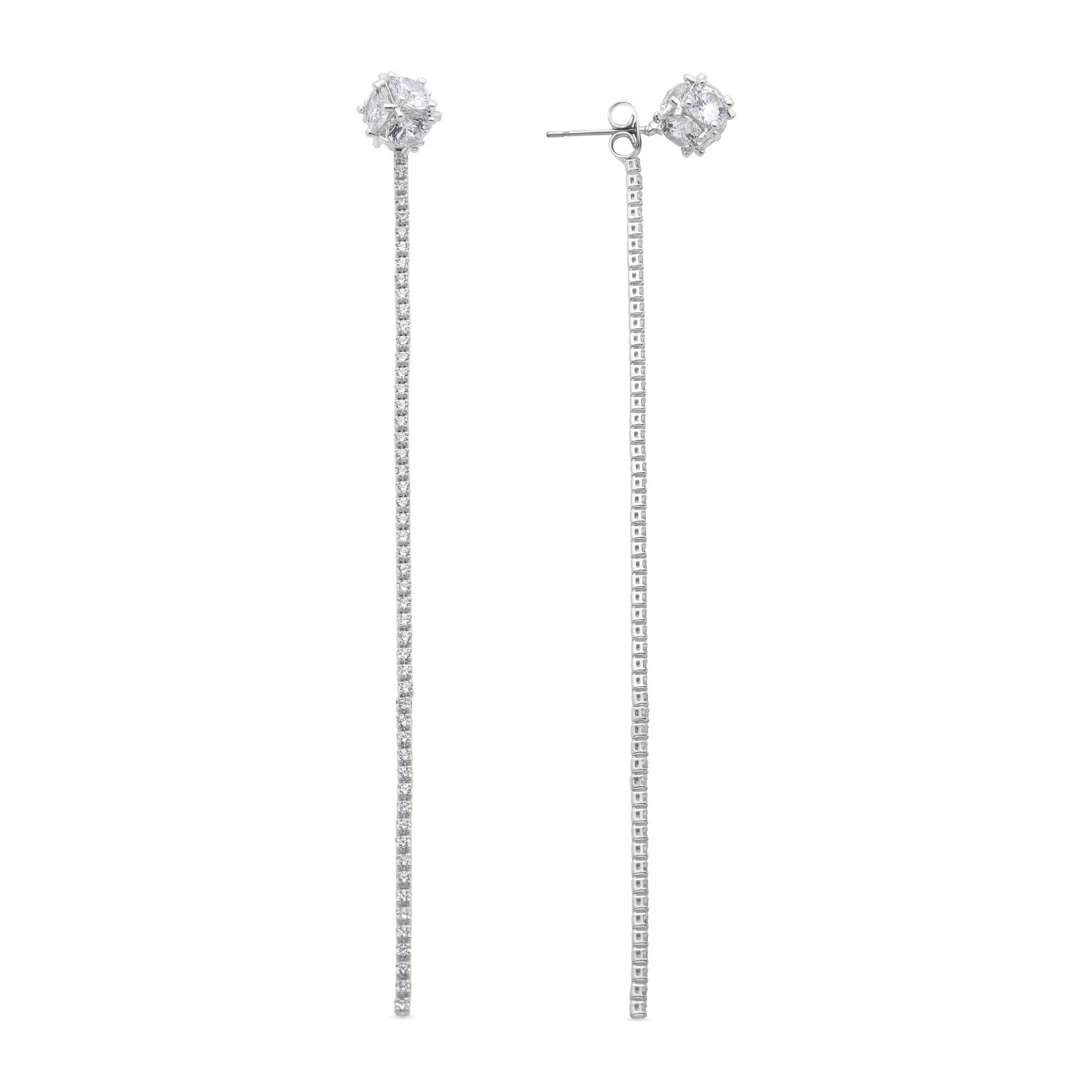 Pendientes de Circonita Brillante acabados en rodio