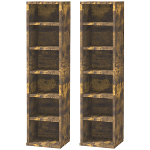 Lot de 2 étagères colonnes rangement max. 204 CD brun rustique