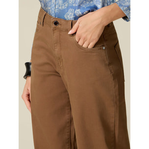 Oltre - Pantaloni barrel misto cotone e lyocell - Marrone