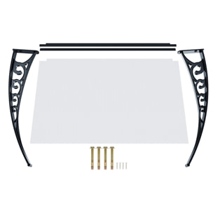 Pensilina Per Copertura In Policarbonato Alveolare Tettoia Modulabile Per Esterno Porte Balcone Finestre Elegante Resistente Trasparente 80 x 120 cm