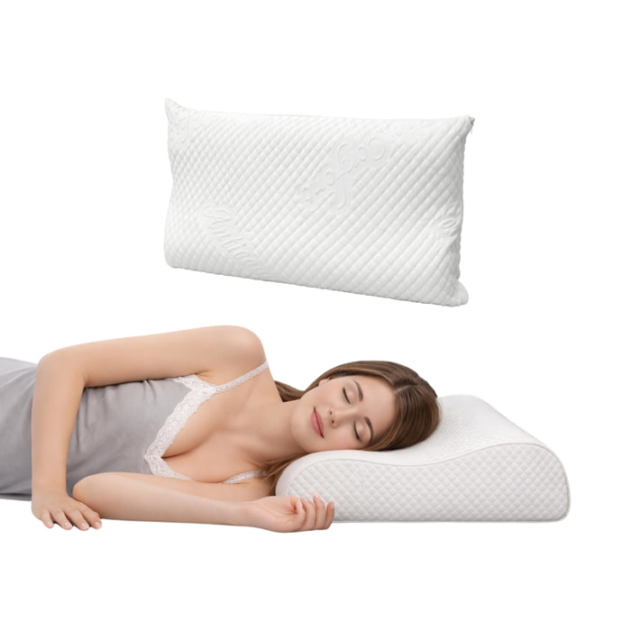 Guanciale Cervicale in Memory Foam con Federa Massaggiante– Cuscino Sfoderabile Sostegno Ergonomico per Collo e Cervicale