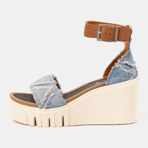 Sandalia de cuña 2085S JEANS DENIM-CUERO/ CATANIA color Denim-cuero