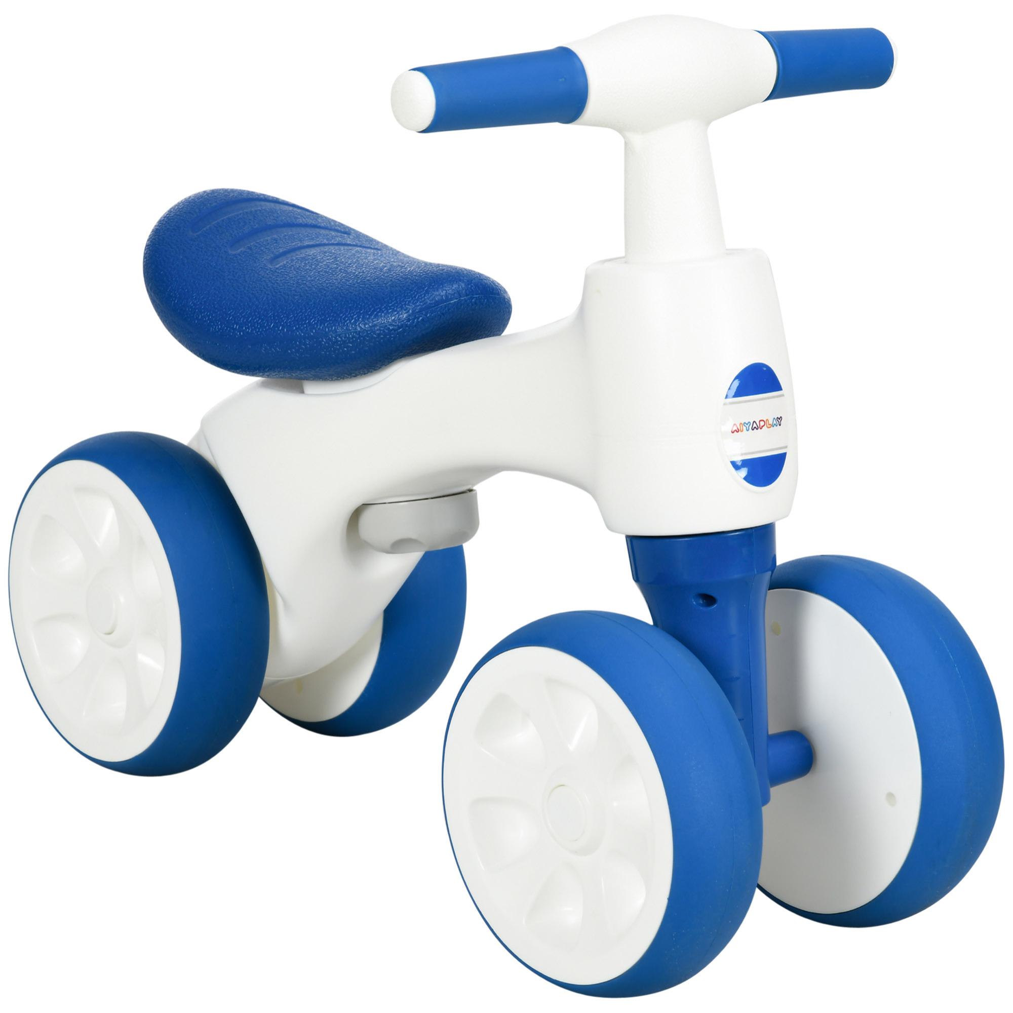 Bicicleta sin Pedales para Niños de 18-36 Meses Carga 30 kg Bicicleta de Equilibrio con Manillar Antideslizante y 4 Ruedas de Ø17 cm Regalo para Niños y Niñas 56x30x42 cm Azul