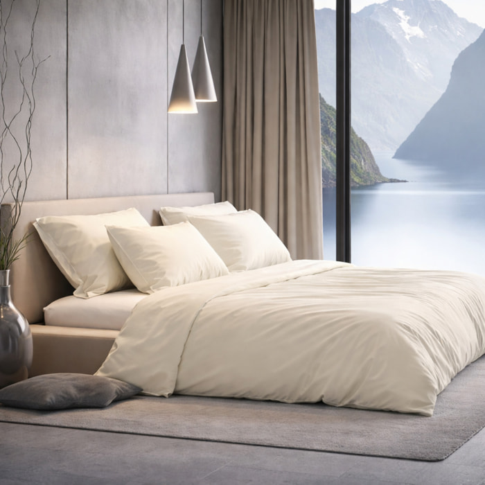 SARTORIALE Completo letto Elegance Tinta Unita in Percalle_Piazza e mezza_Ivory