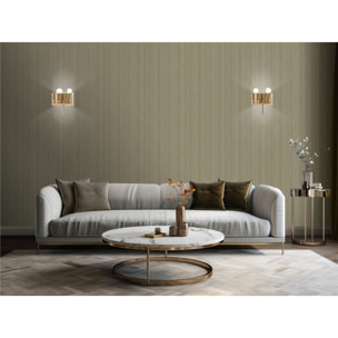 Papier peint rayures fines tissées taupe doré