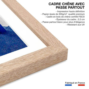 Affiche urbaine city park bleu Affiche + cadre en bois - Chêne