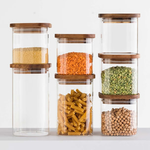 Bocal verre couvercle acacia "Hermet" 1,6L