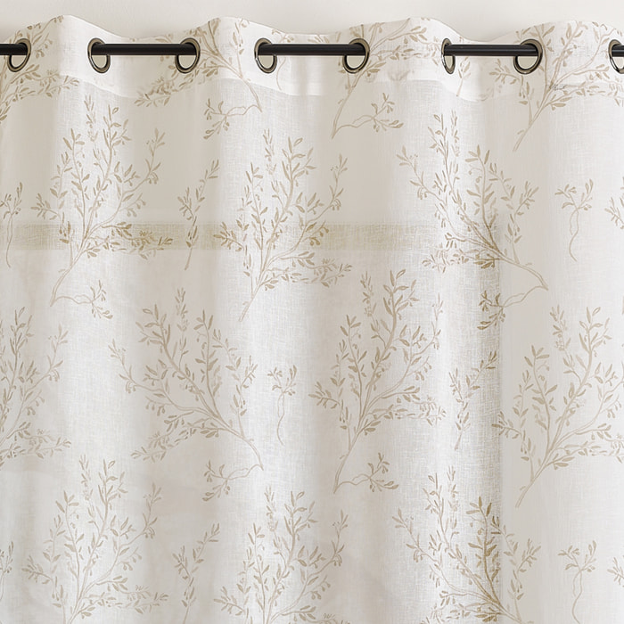 Voilage imprimé à motifs branches à oeillets - Beige