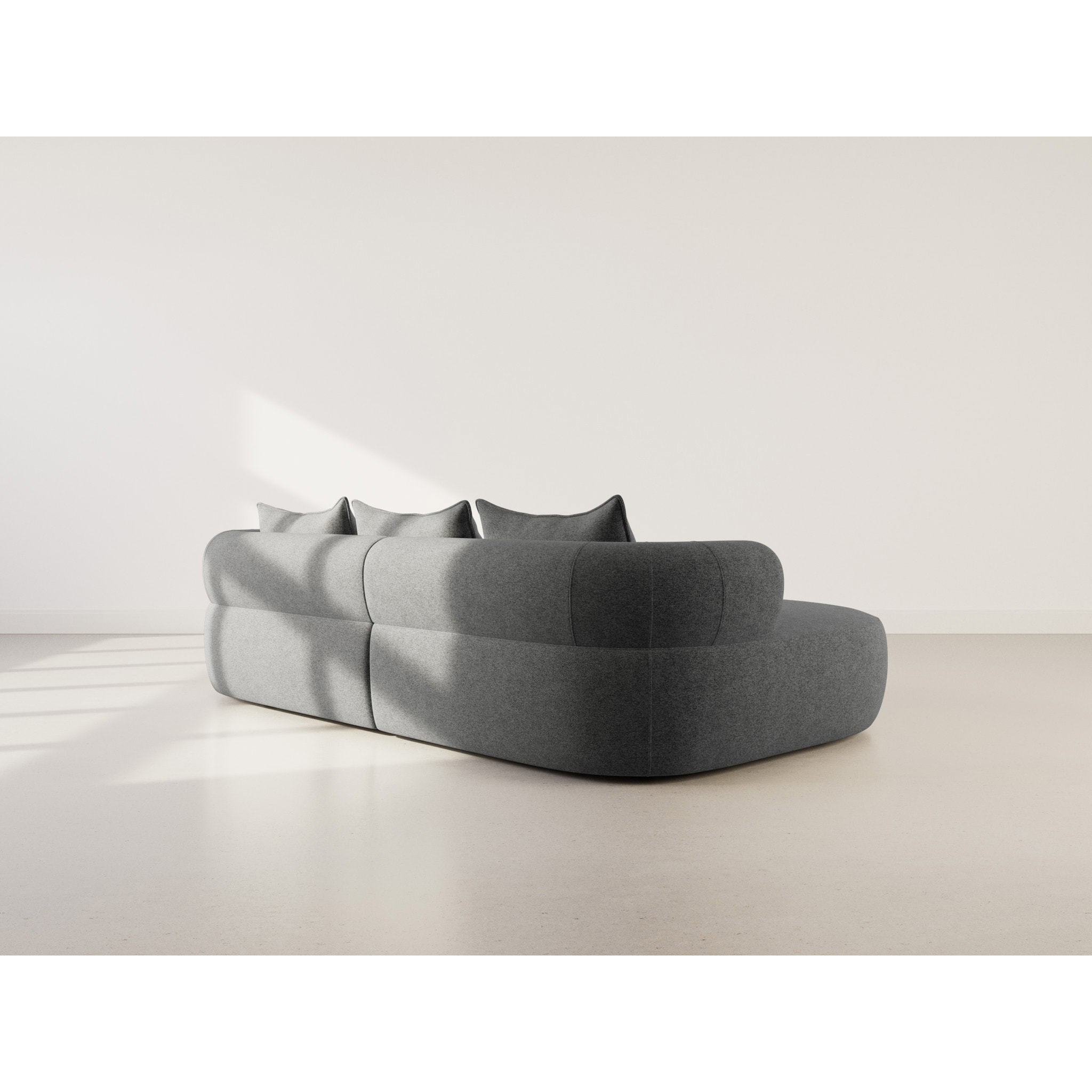 Angela - canapé d'angle gauche 4 places en velours texturé - Noir