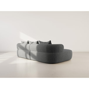 Angela - canapé d'angle gauche 4 places en velours texturé - Noir