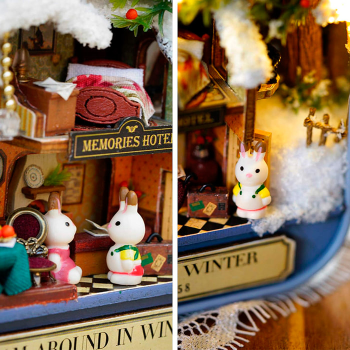 Passeggiate invernali. Modello 3D pieghevole, realistico con grande dettaglio e luci LED.