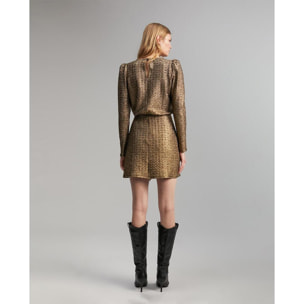 Abito corto con maniche lunghe a sbuffo