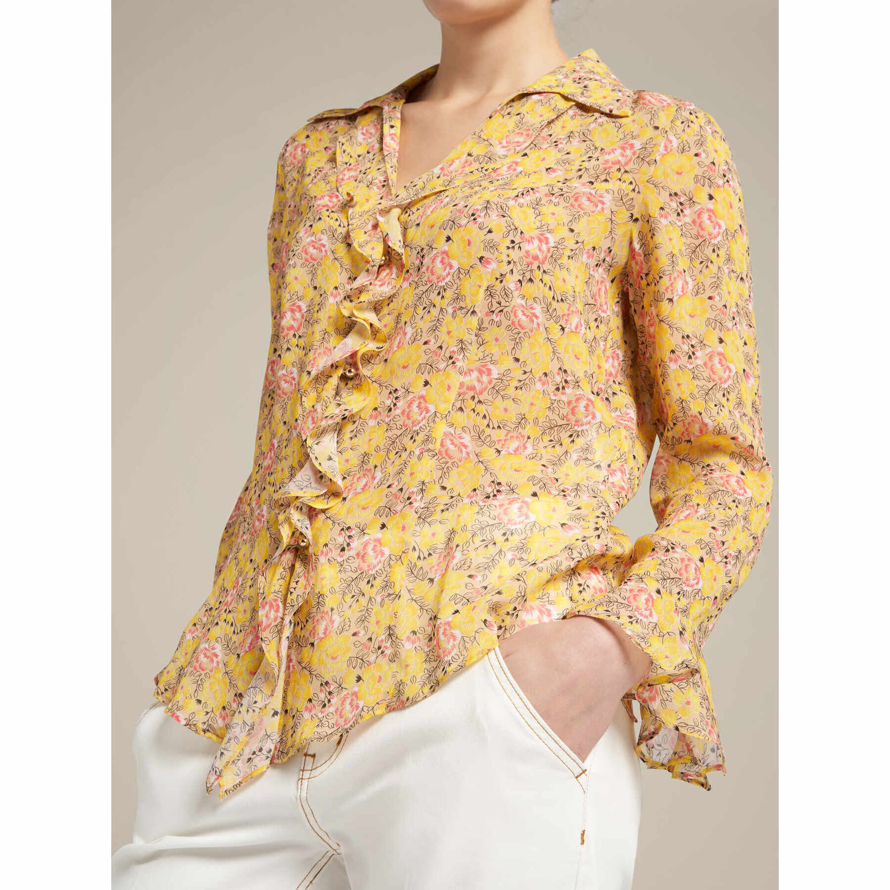 Elena Mirò - Camisa estampada de viscosa ecológica - Amarillo