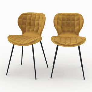 Lot de 2 chaises en velours jaune curry - Mazzia