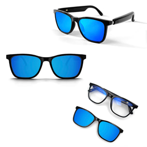 Occhiali intelligenti GS05, chiamata bluetooth, assistente vocale, controllo remoto della fotocamera, occhiali da sole magnetici.