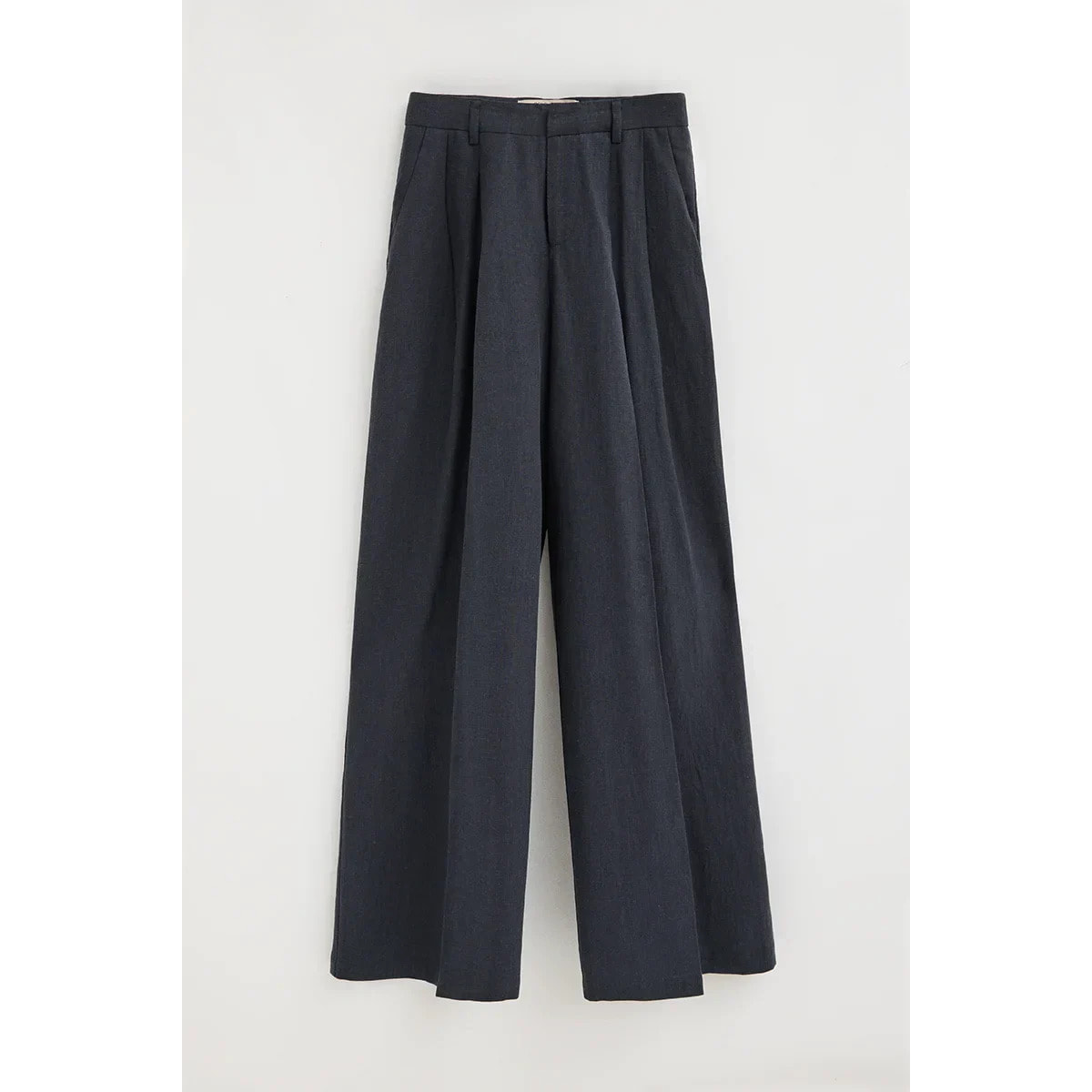 Pantalón Alice de lino azul marino de corte relajado con logo Polo Club