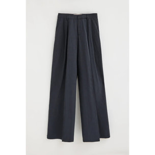 Pantalón Alice de lino azul marino de corte relajado con logo Polo Club
