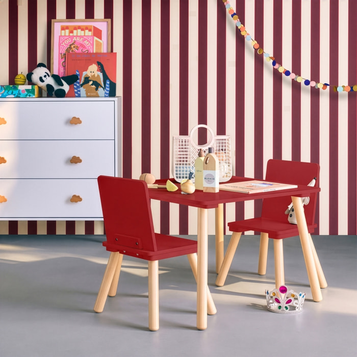 Table carrée enfant bois de pin 2 assises JUDITH