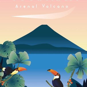 Affiche voyage Volcan du Costa Rica Affiche sous cadre bois