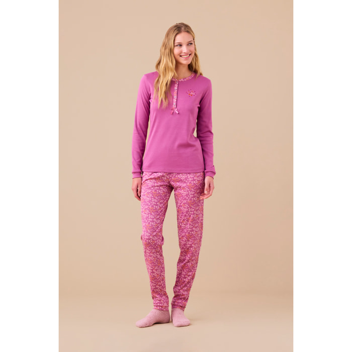 Pigiama donna caldo cotone articolo fiori. Noidinotte