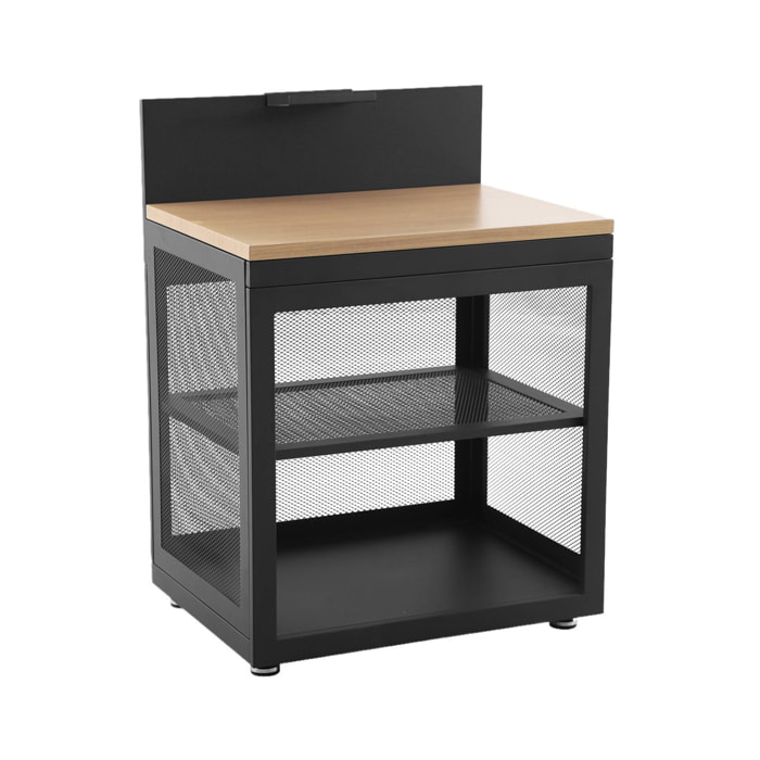 Cuisine extérieure acier et décor bois 1 étagère L80cm MILOS