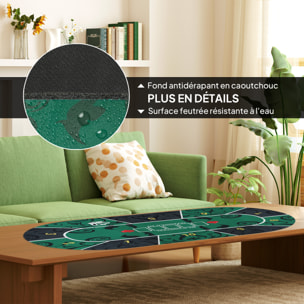 Tapis de poker 8-10 joueurs dim. 180 x 90 cm antidérapant revêtement hydrofuge doux toucher daim sac transport inclus