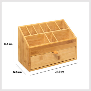 Organiseur 1 tiroir lanière cuir Bambou