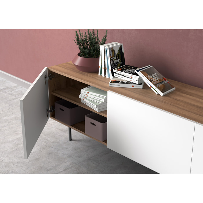 Bajo tv 3 puertas Printed nogal-blanco 52x180x44 cm