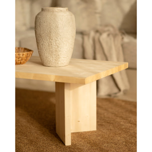Table basse en bois massif en ton naturel 120x55cm Hauteur: 40 Longueur: 120 Largeur: 55