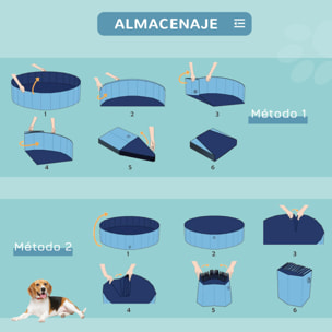 Piscina Plegable para Mascotas de PVC Madera Φ80x20 cm Azul