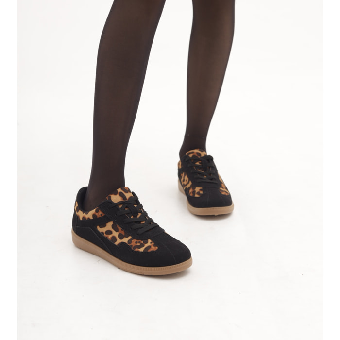SNEAKERS FLAT ANIMALIER NERO