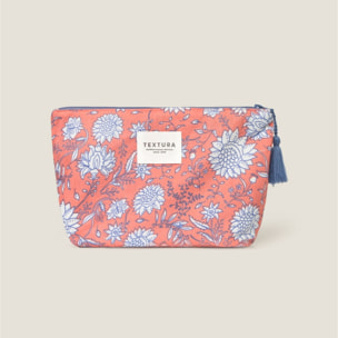 Neceser floral de algodón Kenze color teja coral