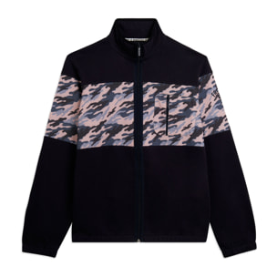 Felpa collo alto full zip uomo inserto camouflage
