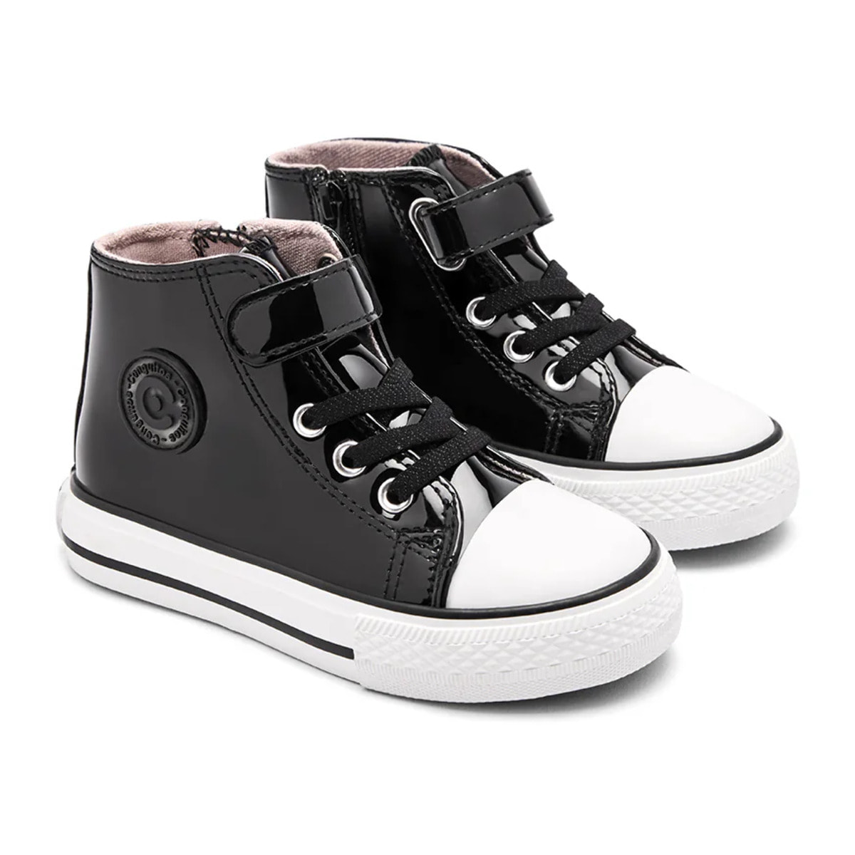 Zapatillas Altas de Niña de Charol Cremallera Interior