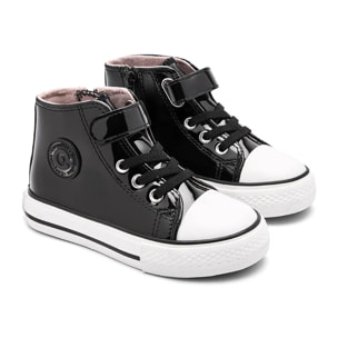 Zapatillas Altas de Niña de Charol Cremallera Interior