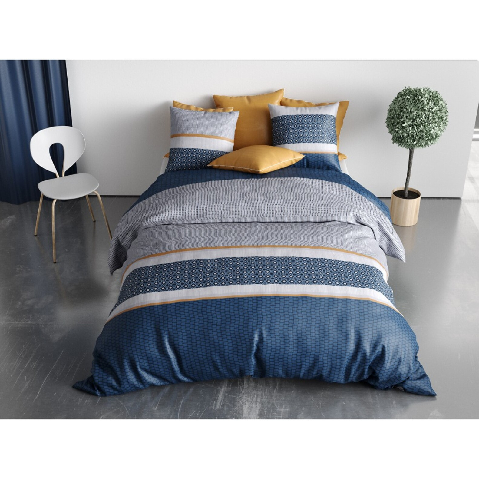 Parure housse de couette coton 57fils -zante - 240x220cm