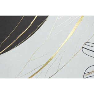 Cuadro Boho poliéster negro-blanco-dorado 92x62x4 cm