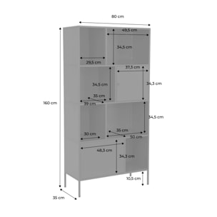 Buffet. meuble de rangement industriel métal vert 8 compartiments. L 80 x P 35 x H 160.5cm - Oklahoma