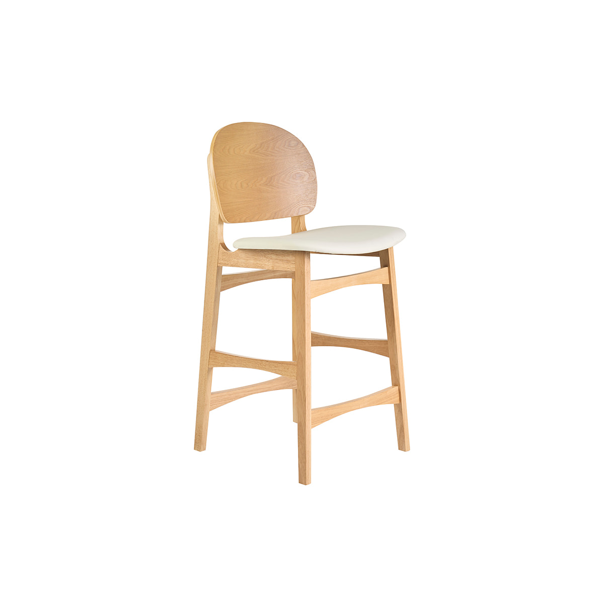 Tabourets scandinaves en bois clair frêne et blanc H68 cm (lot de 2) ELTON