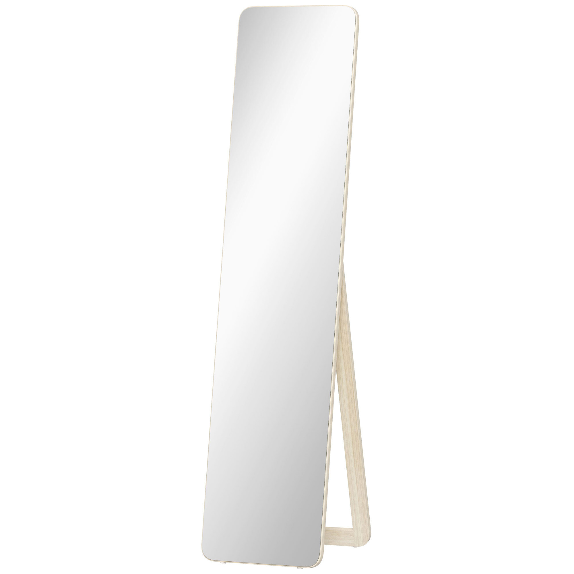 Miroir sur pied et mural rectangulaire dim. 37L x 43l x 156H cm verre MDF bois clair